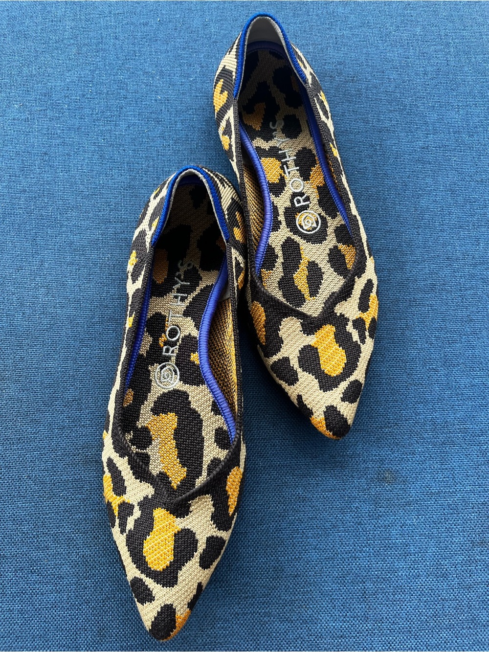 Rothy's Leopard-Print Pointed Flats - Black, Tan & Yellow